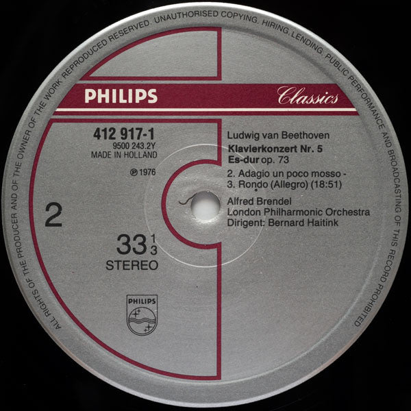 Beethoven*, Alfred Brendel : Piano Concerto No.5 " Emperor " (LP, Album, RE)