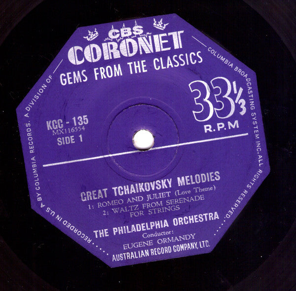 The Philadelphia Orchestra : Great Tchaikovsky Melodies (7", EP, Mono)