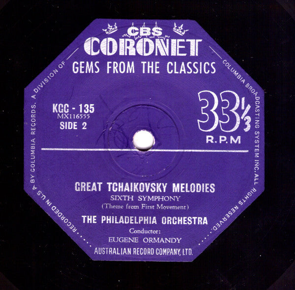 The Philadelphia Orchestra : Great Tchaikovsky Melodies (7", EP, Mono)