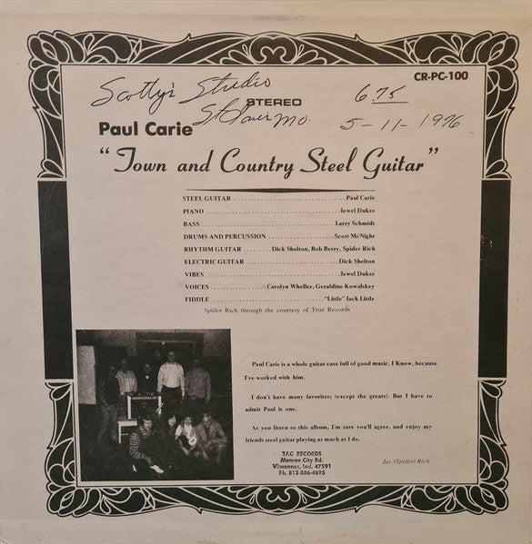 Paul Carie : Town & Country Steel Guitar (LP, Album)