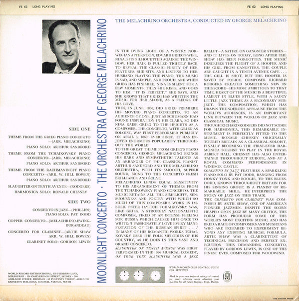 The Melachrino Orchestra : Moonlight Concerto (LP, Album, Club)