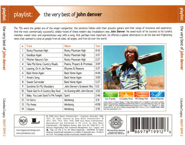 John Denver : Playlist: The Very Best Of John Denver (CD, Album, Comp, RE)