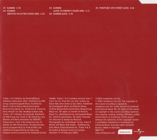 Simply Red : Sunrise (CD, Maxi)
