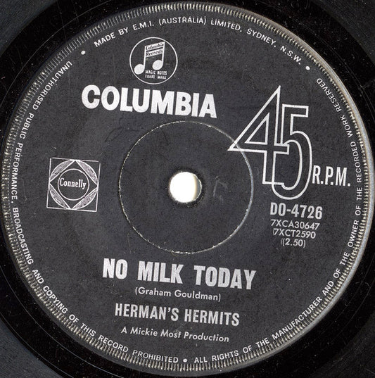 Herman's Hermits : No Milk Today (7", Single)