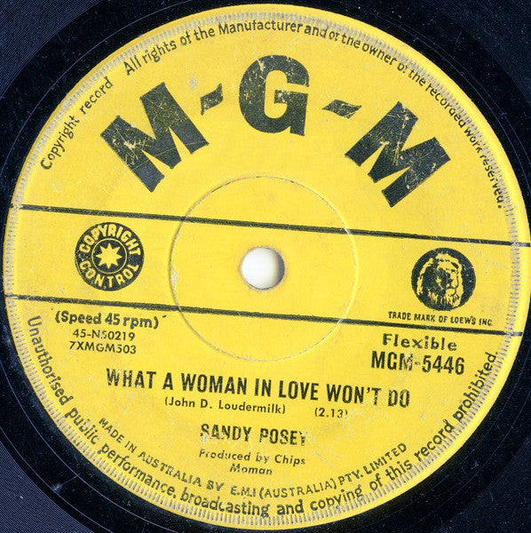 Sandy Posey : What A Woman In Love Won't Do (7", Single)