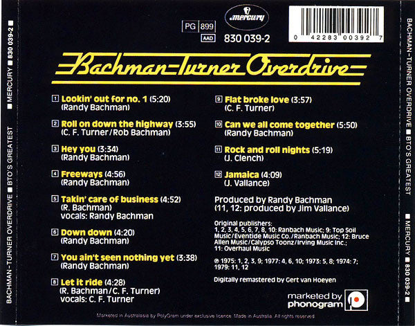 Bachman-Turner Overdrive : BTO's Greatest (CD, Comp)