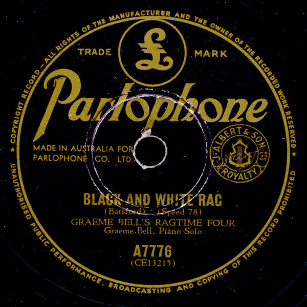 Graeme Bell's Ragtime Four / Graeme Bell And His Australian Jazz Band : Black and White Rag / When The Saints Go Marching Home (Shellac, 10")