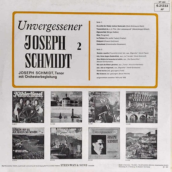 Joseph Schmidt : Unvergessener Joseph Schmidt (2) (LP, Comp, Mono, RE)