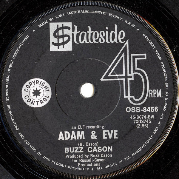 Buzz Cason : Adam & Eve / We Cry (7", Single)