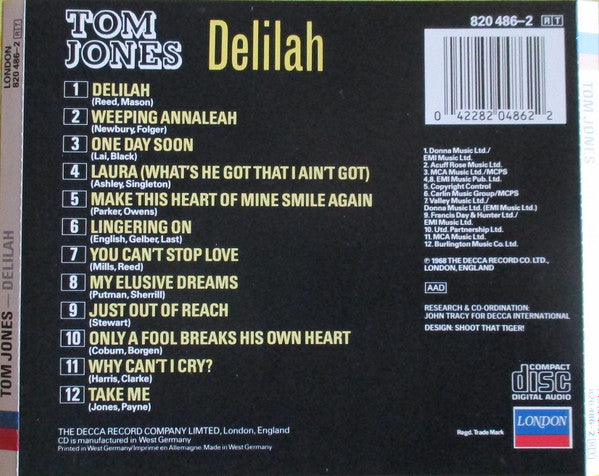 Tom Jones : Delilah (CD, Album, RE)