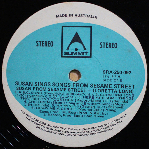 Susan Robinson With The Children's Chorus (2) : Susan Sings Songs From Sesame Street (LP, Album)