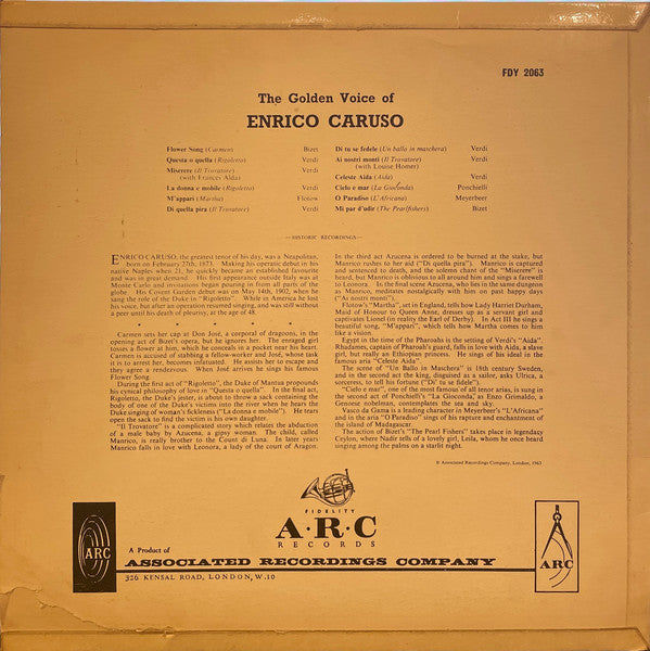 Enrico Caruso : The Golden Voice Of Enrico Caruso (LP, Album, Comp, Mono)