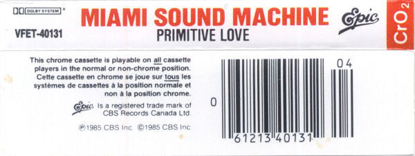 Miami Sound Machine : Primitive Love (Cass, Album, RE)