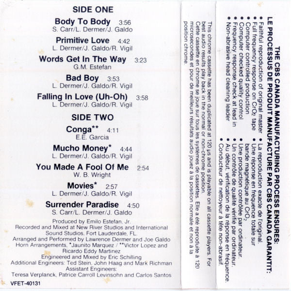 Miami Sound Machine : Primitive Love (Cass, Album, RE)