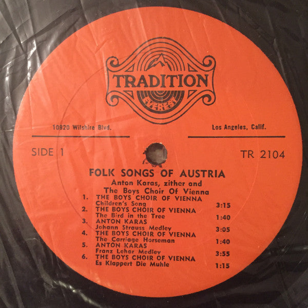 Anton Karas, The Boys' Choir Of Vienna (Woods)* : Folk Songs Of Austria (LP)