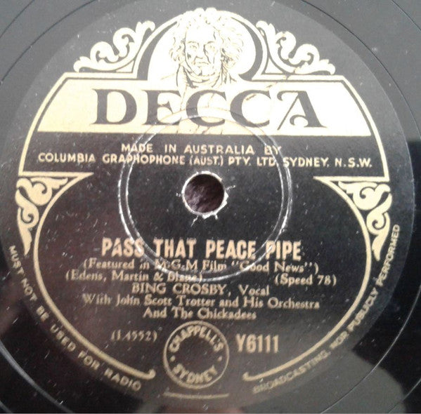 Bing Crosby : Pass That Peace Pipe / Now Is The Hour (Shellac, 10")