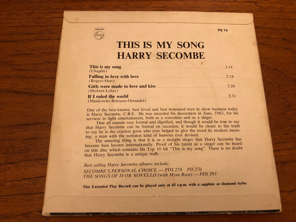 Harry Secombe : This Is My Song (7", EP, Mono)