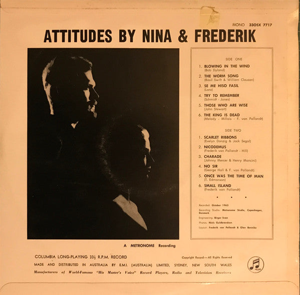 Nina & Frederik With Jorn Grauengaard And His Orchestra* : Attitudes (LP, Album, Mono)