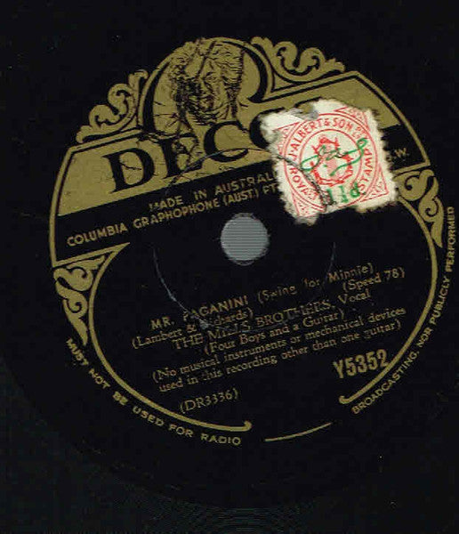 The Mills Brothers : Mr. Paganini / Stardust  (Shellac, 10")
