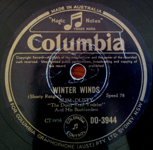 Slim Dusty And His Bushlanders : The Answer To A Pub With No Beer / Winter Winds (Shellac, 10")