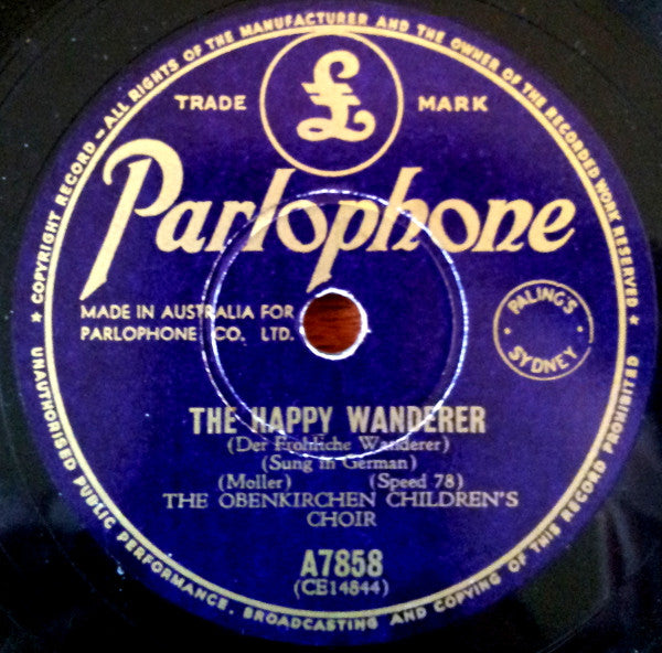 The Obenkirchen Children's Choir* : The Happy Wanderer / Evensong (Shellac, 10")