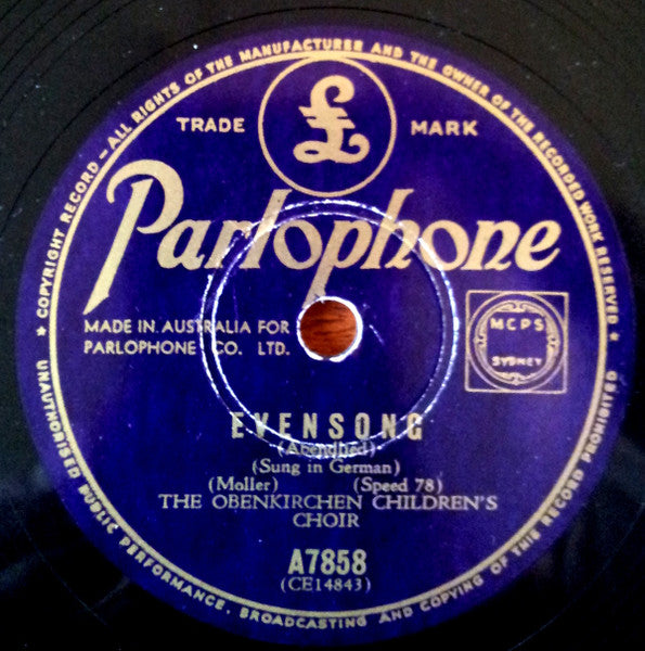 The Obenkirchen Children's Choir* : The Happy Wanderer / Evensong (Shellac, 10")