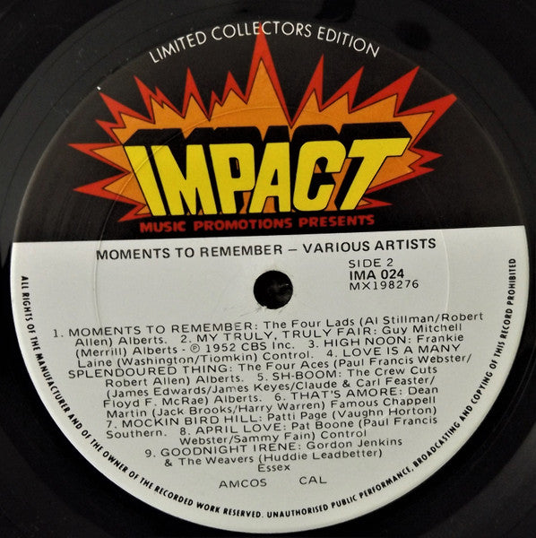 Various : Moments To Remember (LP, Comp)