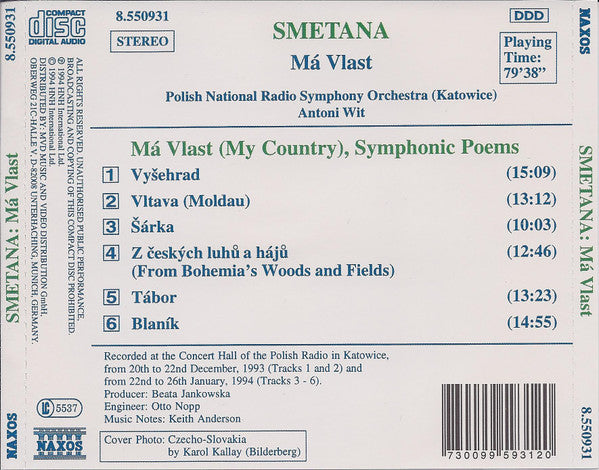 Smetana* - Polish National Radio Symphony Orchestra (Katowice)*, Antoni Wit : Má Vlast (My Country • Mein Vaterland) (CD, Album)