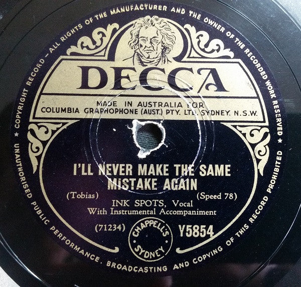 Ink Spots* : Whispering Grass (Don't Tell The Trees) / I'll Never Make The Same Mistake Again (Shellac, 10")