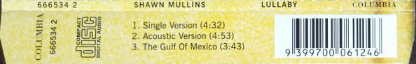 Shawn Mullins : Lullaby (CD, Single)