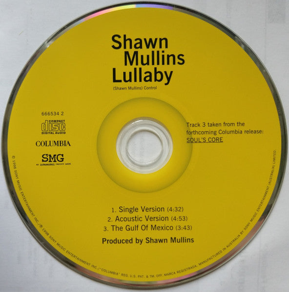 Shawn Mullins : Lullaby (CD, Single)