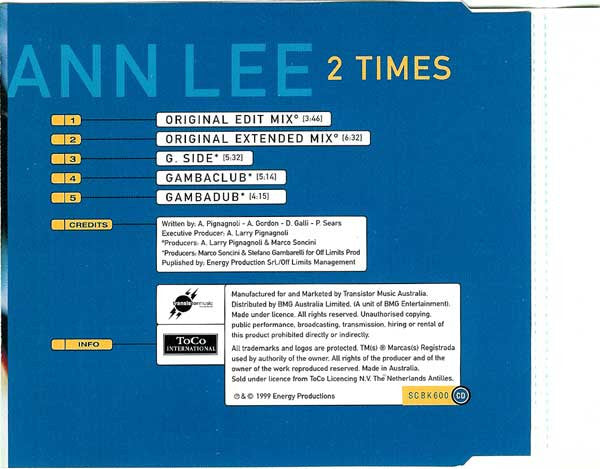 Ann Lee : 2 Times (CD, Single)
