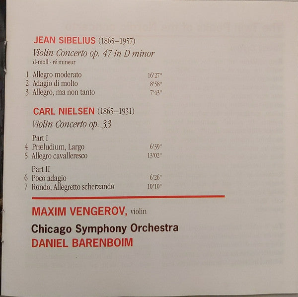 Sibelius* ∙ Nielsen*, Maxim Vengerov, Chicago Symphony Orchestra, Daniel Barenboim : Violin Concertos (CD, Album)