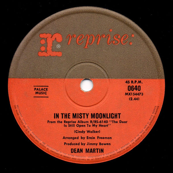 Dean Martin : In  The Misty Moonlight / Wallpaper Roses (7")