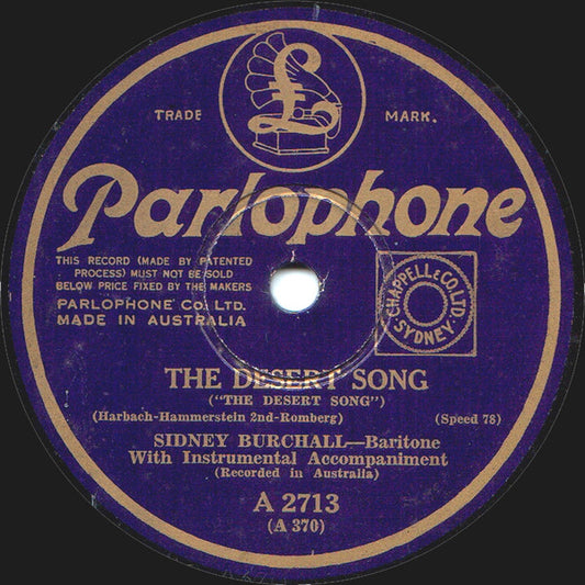 Sidney Burchall : The Desert Song / One Alone (Shellac, 10")