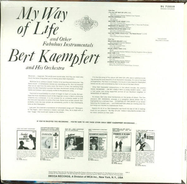 Bert Kaempfert & His Orchestra : My Way Of Life And Other Fabulous Instrumentals (LP, Roc)