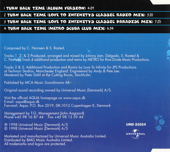 Aqua : Turn Back Time (CD, Single, Sli)