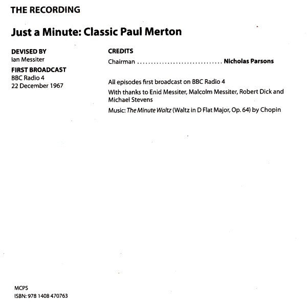"Just A Minute" Panel, Paul Merton : Just A Minute Classic Paul Merton (2xCD)