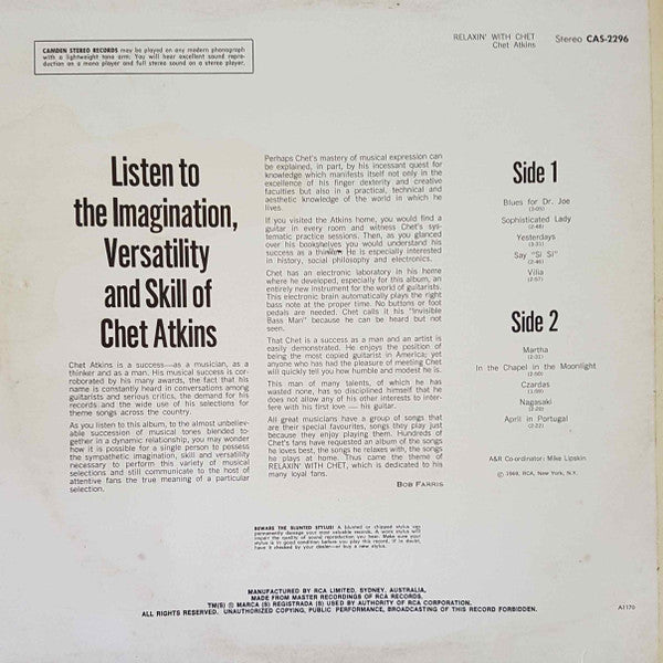 Chet Atkins : Relaxin' With Chet (LP, Album)
