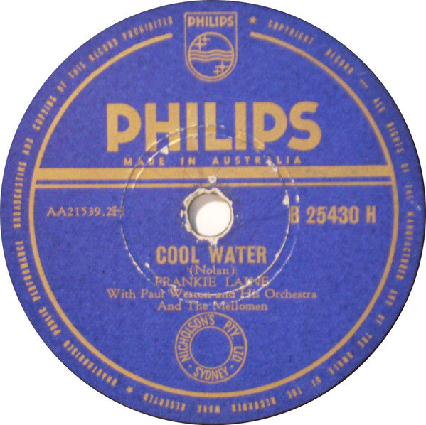 Frankie Laine : Hummingbird / Cool Water (Shellac, 10")