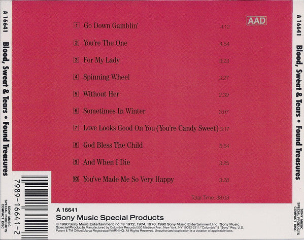 Blood, Sweat & Tears* : Found Treasures (CD, Comp)