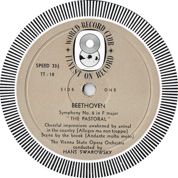 Beethoven* / Vienna State Opera Orchestra* Directed By Hans Swarowsky : Symphony No. 6 In F Major "Pastoral" (LP, Album, Mono, Club)