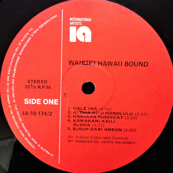Jackie Sprangers : Waikiki Hawaii Bound      (LP, Album, M/Print)