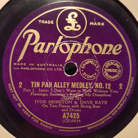 Ivor Moreton And Dave Kaye : Tin Pan Alley Medley-No.12 (Shellac, 10")