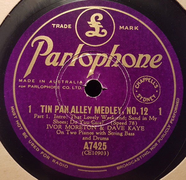 Ivor Moreton And Dave Kaye : Tin Pan Alley Medley-No.12 (Shellac, 10")