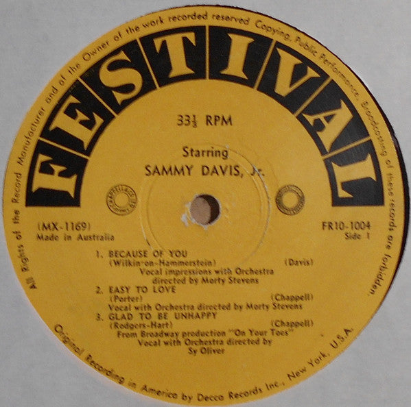 Sammy Davis Jr. : Starring Sammy Davis Jr. (10", Album, Mono)
