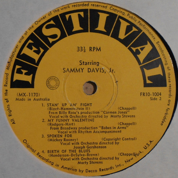 Sammy Davis Jr. : Starring Sammy Davis Jr. (10", Album, Mono)