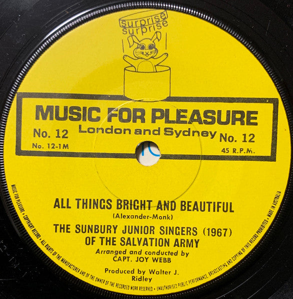 The Sunbury Junior Singers Of The Salvation Army : All Things Bright And Beautiful / Jesus Wants Me For A Sunbeam (7", Single)