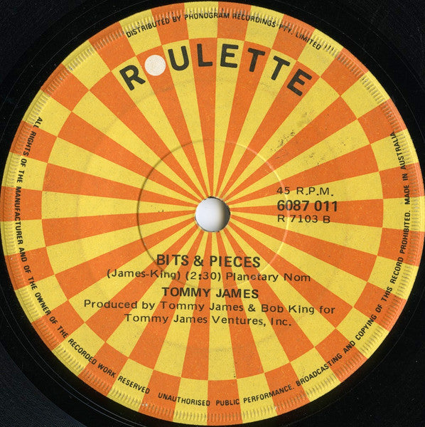 Tommy James : Draggin' The Line (7", Single)
