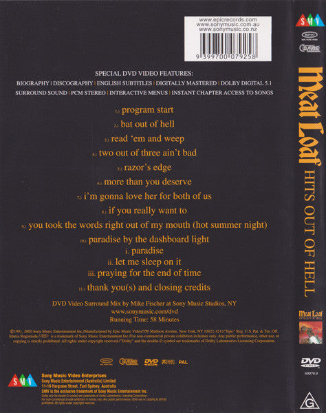 Meat Loaf : Hits Out Of Hell (DVD-V, PAL)